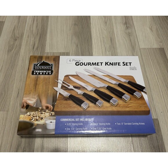 Gourmet Traditions Commercial Series 6 Piece Knife Set with Storage Case NIB - Picture 1 of 2